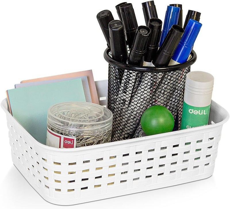 Soddeph Plastic Storage Baskets for Cabinets, Household Pantry Organization with Handle,Organizer Bins for Room,Bathrooms,Under-Sink,Kitchen (White, XS-3PACK) - Image 3